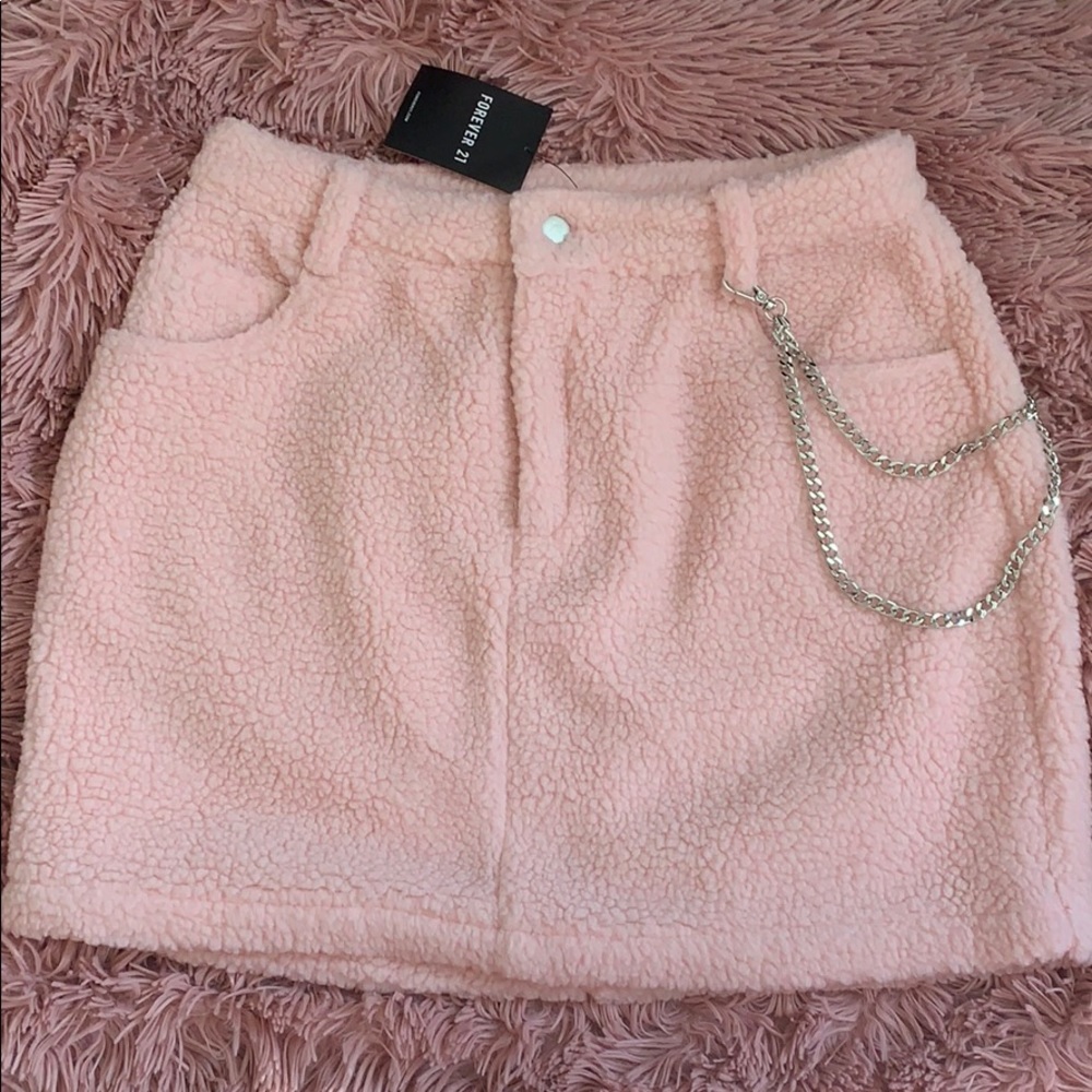Forever 21 Pink Faux Sherling Mini Skirt